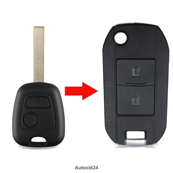 Coque Clé Compatible pour Peugeot 2 BOUTONS - 307 - 307CC - 307SW - Pile sur circuit - HU83