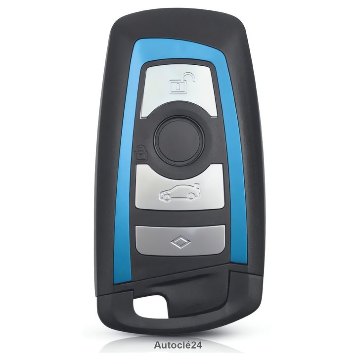 Coque de clé compatible BMW (pile sur coque, bleu)