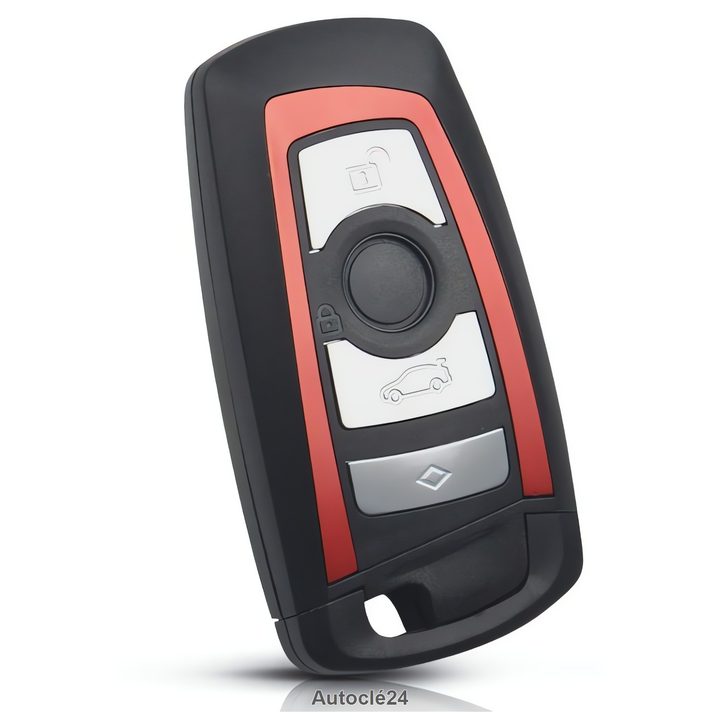 Coque de clé compatible BMW (pile sur coque, rouge)