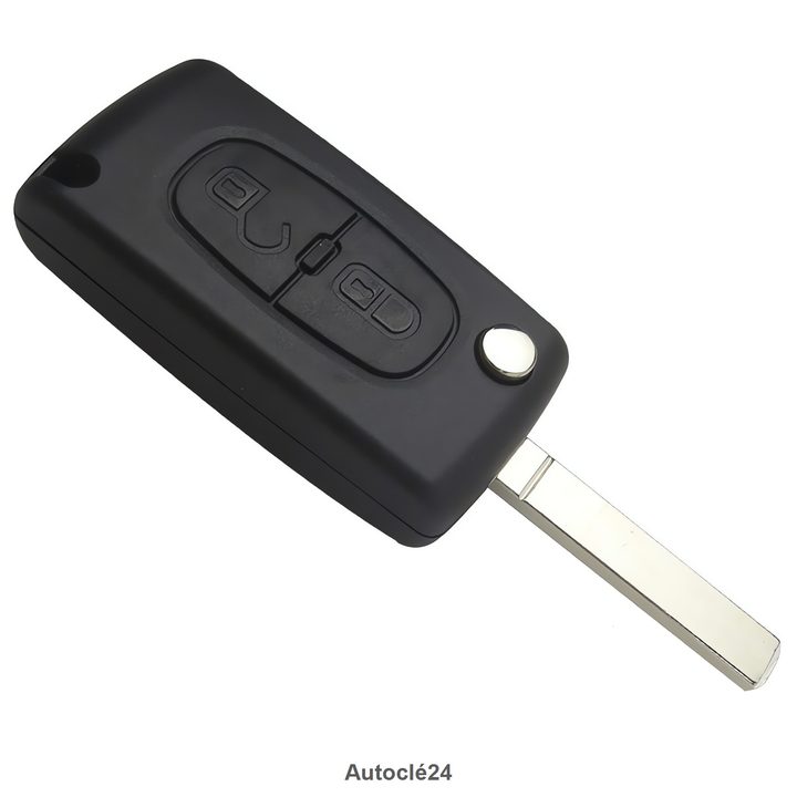 Coque clé compatible pour Peugeot 5008 de 2009 à 2016 - 2 Boutons - Pile sur coque - VA2