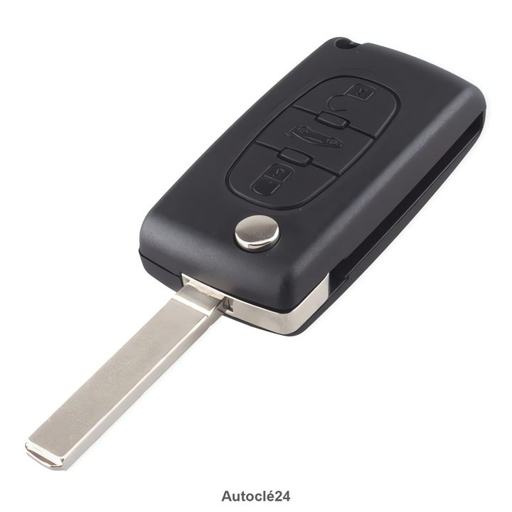 Coque Clé Compatible pour Peugeot Partner de 2008 à 2015 - 3 Boutons Coffre - Pile sur coque (CR1620) - Lame VA2