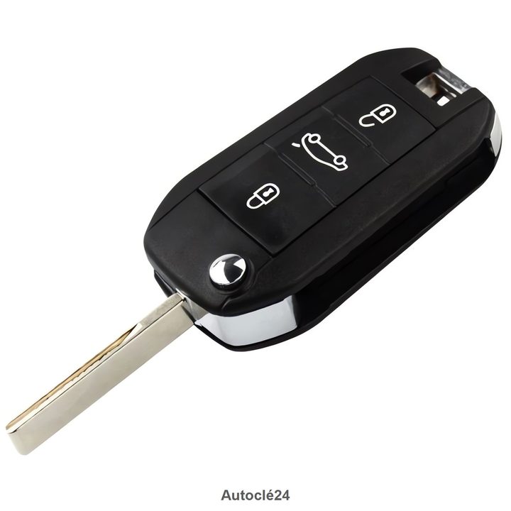 Coque Clé Compatible pour Peugeot 308 CC de 2008 à 2015 - Pile sur circuit - 3 Boutons Coffre